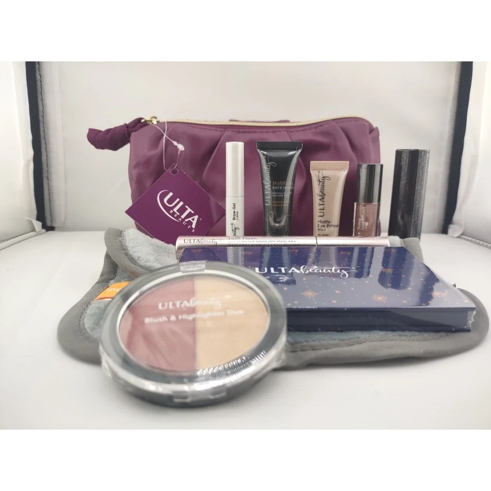 Ulta 10 PC Trvl Set‎ Eyeshadow, Blush, Highlight,Mascara, Lipstick,  Cloth, Bag